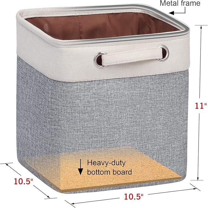 Cube Storage Bins 10.5” x 10.5 x 11” Cloth Baskets for Storage with Handles Storage bins for Shelf, Closet, Office Organizer, Set of 6