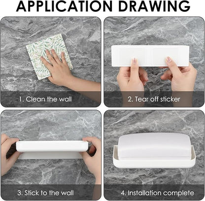Glasses Holder Wall Mounted, Self Adhesive Eyeglasses Storage Box, Sunglasses Organizer Holder for Bathroom Bedroom, Foyer (White)