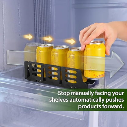 Baluue Drink Organizer for Fridge, Single Row Automatic Soda Can Dispenser, Spring Push Self-Pushing Glide Holder for Beverage Cans in Mini Refrigerator Storage
