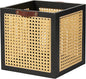 Rattan Storage Cubes Wooden Storage Baskets Boxes Decorative Natural Handmade Bohemian Solid Wood Woven Wicker Cane Bin Closet Shelf Clothes Organizer Books Magazine Holder (Black)