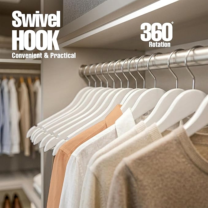 Utopia Home Premium Wooden Hangers 30 Pack - Durable & Slim Coat Hanger - Suit Hangers with 360-Degree Rotatable Hook - Wood Hangers with Shoulder Grooves (White Color)