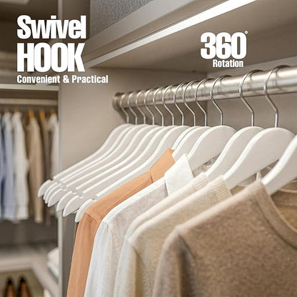 Utopia Home Premium Wooden Hangers 30 Pack - Durable & Slim Coat Hanger - Suit Hangers with 360-Degree Rotatable Hook - Wood Hangers with Shoulder Grooves (White Color)