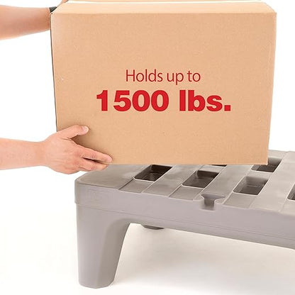 METRO Bow-Tie Dunnage Rack – NSF Listed Heavy-Duty Plastic Rack for Food Service, Commercial Kitchens, Walk-in Coolers & Freezers – 36" L x 22" W x 12" H – 1,500 lb Capacity – Gray Polyethylene