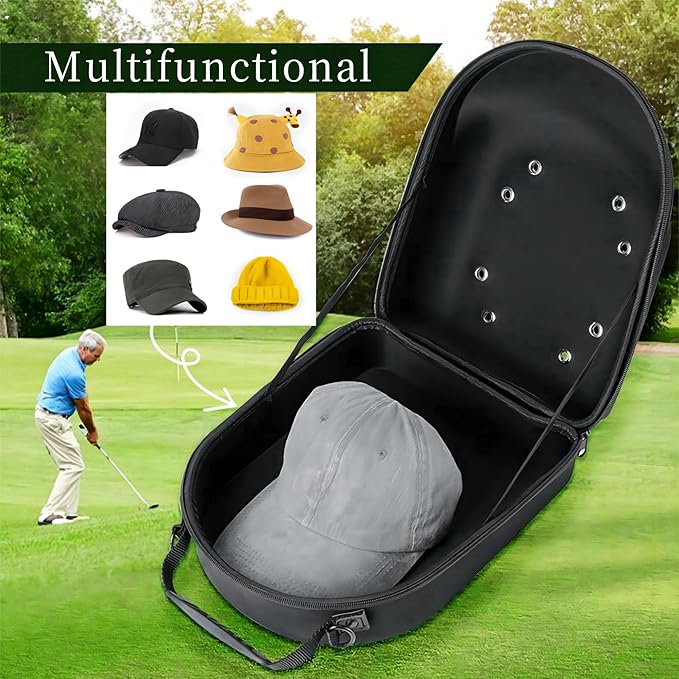 AUNMAS Hard Hat Case, Baseball Cap Carrier Bag, Crush Proof Travel Case with Shoulder Strap for Hat Storage