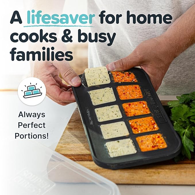 Souper Cubes 2 Tbsp. Silicone Freezer Molds - Perfect for Storing Garlic, Herbs, Ginger, Pesto, Tomato Paste, Lemon Juice, Purees and More - Charcoal – 1-Pack