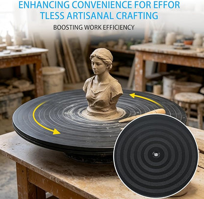 1 Pack 14 Inch Lazy Susan Turntable Heavy Duty Rotating Platform Smooth 360 Swivel for Tabletop, Monitor, Crafts, and TV - Black
