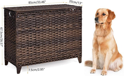 Laundry Hamper with 4 Removable Liner Bags; 176L Handwoven Rattan Laundry Basket with Lid & Heightened Feet; Clothes Hamper with Side Handles