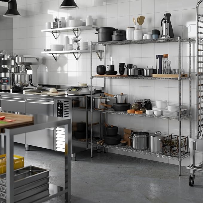 14" Deep x 54" Wide x 64" Height Wire Shelving Kit | 4-Tier | NSF Commercial Storage Rack Unit
