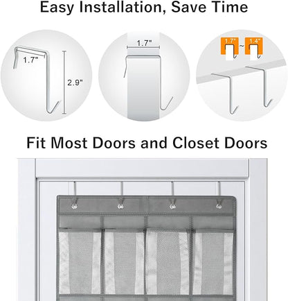F-color Large Hanging Organizer - Over the Door Shoe Organizer, Cruise Essentials for Closet & Pantry, 20 Breathable Mesh Pockets, Space Saving Hanging Storage Holder with 4 Heavy-Duty Metal Hooks