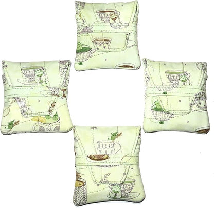 Tea Bag Wallet in a Small Teabag Shape, Swimming Tea Bags Fabric Print, Handmade, Quilted