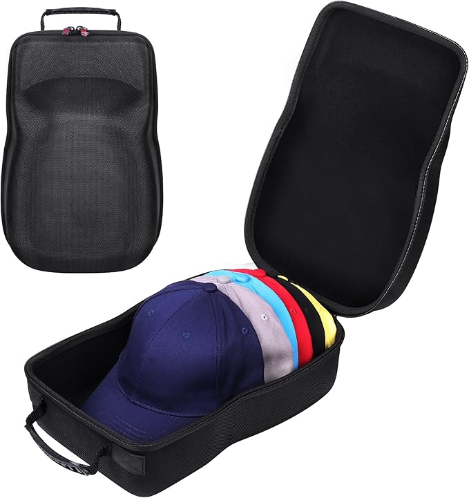 khanka Hard Storage Carrying Case Compatible with Baseball Caps This Organizer Holder Protects up to 8 Hats (Black)