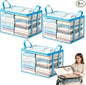 Large Heavy-Duty Thick Plastic Clear Storage Bag for Clothes, Plastic Storage Box with Hinged Lid, Heavy-Duty Durable High Capacity Organizer, Perfect for Home, Travel, Attic and Moving (3, Blue)
