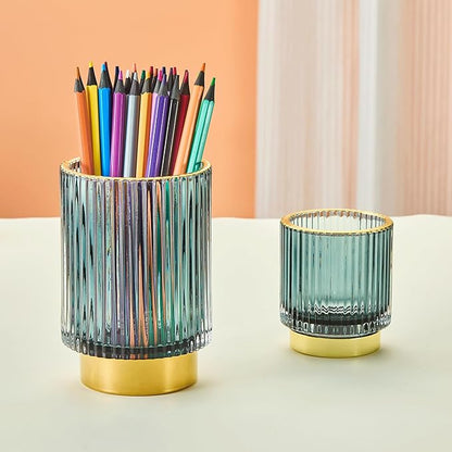 Makeup Brush Holder Organizer,Toothbrush Holders,Desk Pen Pencil Holder,Multifunctional Vintage Glass Brush Cup(A3-18-US)