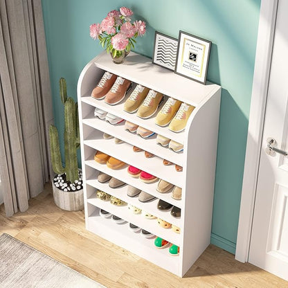 LITTLE TREE Shoe Shelf for Entryway, 8-Tier Shoe Rack Cabinet, 21 Pair Shoe Storage Organizer, White