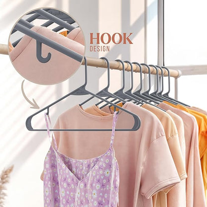 Plastic Hangers 50 Pack Grey - Clothes Hangers - Makes The Perfect Coat Hanger and General Space Saving Hangers for Closet and New Apartment Essentials - Percheros Ganchos para Colgar Ropa Hangars