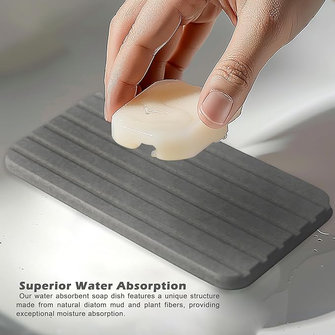 Water Absorbing Stone Tray Cute Cloud Shape, Instant Drying Sink Diatomite Coasters for Bathroom & Kitchen Counter Organizers, Dish Soap Dispenser Sponge Holder, 8 * 4inch, 2 Pcs (Dark Gray)