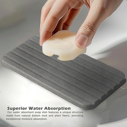 Water Absorbing Stone Tray Cute Cloud Shape, Instant Drying Sink Diatomite Coasters for Bathroom & Kitchen Counter Organizers, Dish Soap Dispenser Sponge Holder, 8 * 4inch, 2 Pcs (Dark Gray)
