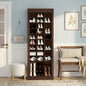 10-Tier Shoe Storage Cabinet, Freestanding Wooden Shoe Rack with Cubbies, Farmhouse Tall Shoes Cubby Organizer for Entryway, Mudrooms, Living Room