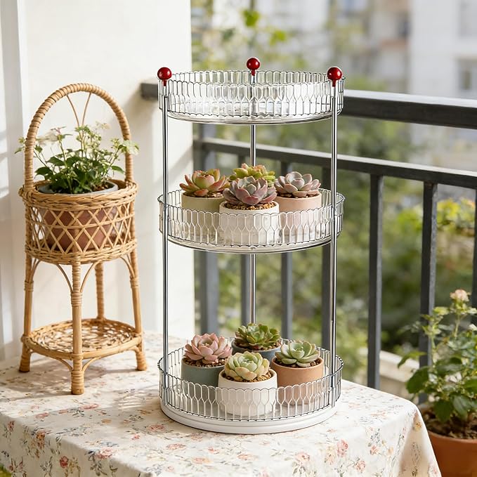 Transparent Cosmetic Makeup Perfume Tray Kitchen Bathroom Desktop Multi-Functional Storage Display 3Tier