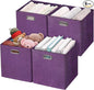 Posprica Storage Boxes, Foldable Organiser Cube Basket Bin, Thick and Heavy Duty (28×28×28cm/4pcs, Purple)