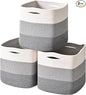 11 Inch Cube Storage Bins, 11x11 Cube Storage Bins for Cube Organizer, Square Cloth Storage Cubes, Woven Storage Baskets for Shelves, Toy Rope Baskets Storage Kids, Gradient Grey (Pack of 3)