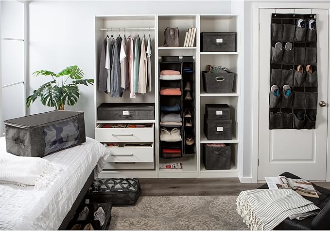 Simplify 20 Pocket Over The Door Hanging Shoe Organizer in Grey