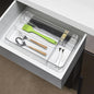 Lonian Multi-Purpose Drawer Organizer Tray, Clear PET Plastic Cutlery Utensil Divider, No-Slip Storage Box for Kitchen Drawer, Makeup, Bathroom, and Office Supplies