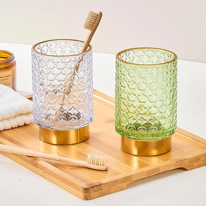 Makeup Brush Holder Organizer,Toothbrush Holders,Desk Pen Pencil Holder,Multifunctional Vintage Glass Brush Cup（A44-9-US）