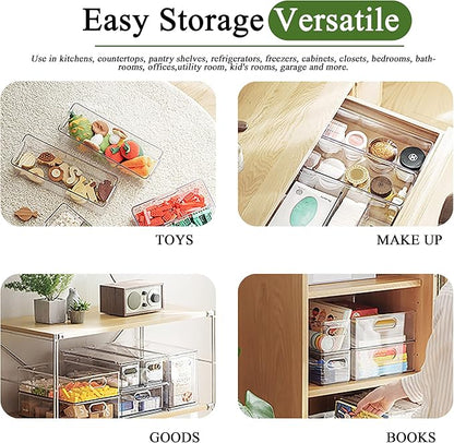 bealy 3 Pack Fridge Organizer and Storage,Clear Storge Bins with Pull-out Drawer, Fridge Drawers Clear Stackable Storage Drawer Containers for Freezer, Refrigerator, Pantry, Kitchen
