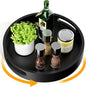 Lazy Susan Organizer Homerays 13 Inch Non-Skid Bamboo Lazy Susan for Kitchen Rotating Spice Rack with Handles, Wood Turntable for Kitchen Cabinet,Countertop (Black, Large)