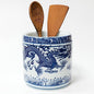 Kitchen Utensil Holder for Kitchen Countertop, Cooking Utensils Holder, Large Utensil Crock, Ceramic Spatula Holder for Counter, Blue and White Tool Holder