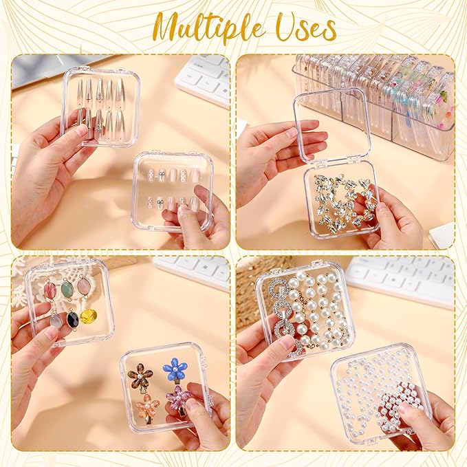 LemonRoad 24 Pcs Press on Nail Storage Box Container with 2 Big Box Organizer Case False Nail Organizer Acrylic Display Case Packaging Boxes with Adhesive Double Sided Tape for Nails Art