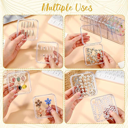 LemonRoad 24 Pcs Press on Nail Storage Box Container with 2 Big Box Organizer Case False Nail Organizer Acrylic Display Case Packaging Boxes with Adhesive Double Sided Tape for Nails Art
