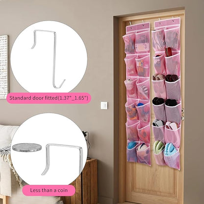GOMAJI Over the Door Hanging Shoe Organizer, 12 Large Pockets, 2-Pack