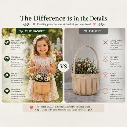 Small Round Natural Woodchip Wooden Decorative Storage Basket with Handle