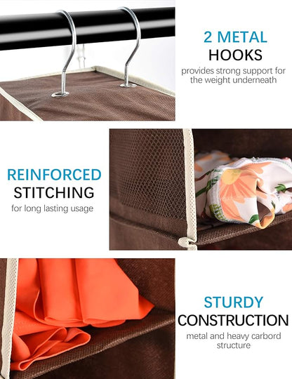 Libeder Shoe Organizer for Closet,10-Shelf Hanging Shoe Rack Organizer Closet Organizers and Storage Shelves Shoes Holder with 6 Mesh Side Pockets Coffee Coffee