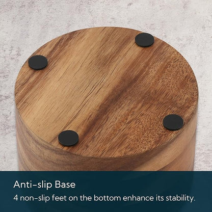 KITCHENDAO Acacia Wood Salt Cellar Bowl Box with Built-in Spoon to avoid Dust, Elegant Kitchen Salt Container Holder with Swivel Magnetic Lid to Storage Pepper Spice Bath Salt Sea Salt, 6OZ