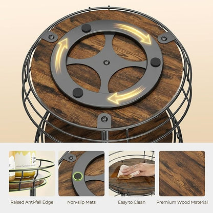 LAMU 12'' Lazy Susan Turntable Organizer, 3 Tier Round Rotating Spice Rack Organization for Kitchen Cabinet and Countertop, Wooden Lazy Susan for Table Top, Pantry, Bathroom, Vanity, Home Decor