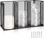 Wall Mount Coffee Cup Lid Holder Organizer 3 Compartments Coffee Cup Lid Dispenser Black Metal Mesh Disposable Cup and Lid Storage for 8-24 Oz Capacity Cup Lid Kitchen Restaurant Coffee Bar Office