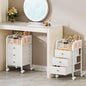 SWTYMIKI Rolling Makeup Organizer Cart - Under Desk Vanity Makeup Storage with 3 Non-woven Drawers, Nail Cart Organizer Cosmetic Display Cases Cabinet for Skin Care Perfume Nail Polish Brush Hair Tool