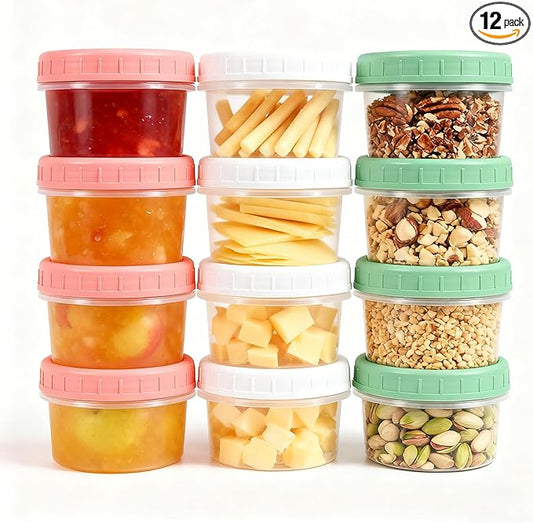 Food Storage Containers 12 Pack 5.4 oz Freezer Storage Containers with Twist Top Lids, Leakproof, BPA Free, Microwave & Dishwasher Safe Takeout Container - Ideal for Soup and More