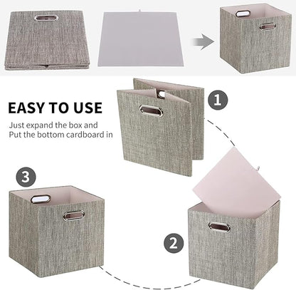 Posprica Storage Bins,11×11 Foldable Storage Cubes Boxes Container Closet Organizer Shelf Cabinet Bookcase,Thick Fabric Drawer Container - 4pcs,Coffee