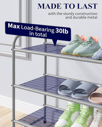 Kitsure Shoe Rack - Stainless Steel Shoe Organizer, Sturdy Shoe Rack for Closet and Front Door Entrance, Free Standing Shoe Shelf, Closet Organizers and Storage, 25.6" Wide - 3 Tier, Grey