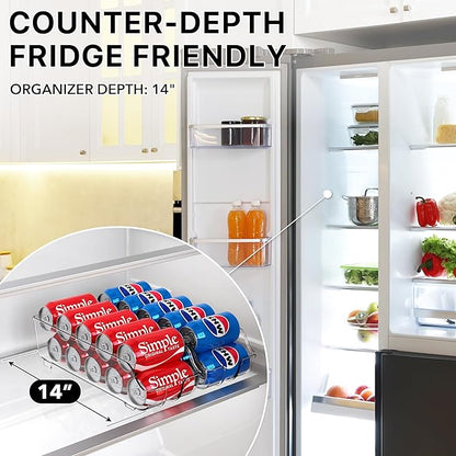 Simple Houseware Soda Can Organizer and Dispenser for Refrigerator / Pantry, Clear