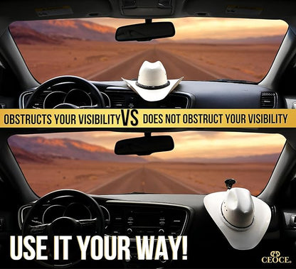 Car Cowboy Hat Holder for Truck – Easy-to-Use, Cotton Rope, Strong Suction Car Hat Holder Cowboy, Western Style – Keeps Gear Safe from Damage. (3-Pack)