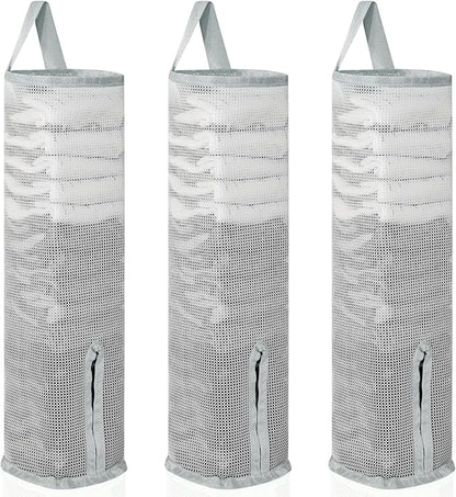Hanging Sock Storage Bag,Wall Mount Multifunctional Bag,Sock Underwear Organizer,Hanging Closet Organizer,Saver Kitchen Storage Holder for Storing Socks Ties Plastic Bag 3PCS (Grey)