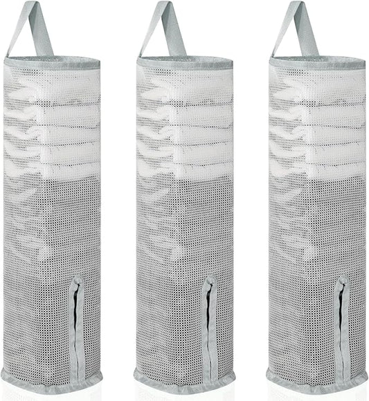 Hanging Sock Storage Bag,Wall Mount Multifunctional Bag,Sock Underwear Organizer,Hanging Closet Organizer,Saver Kitchen Storage Holder for Storing Socks Ties Plastic Bag 3PCS (Grey)