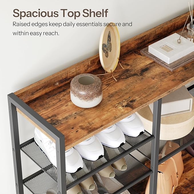 HOOBRO Shoe Rack, 10-Tier Large Capacity Shoe Storage Organizer with Metal Shelves, 63" H Shoe Shelf for Front Door Entrance, Closet, Holds 50-52 Pairs of Shoes, Rustic Brown
