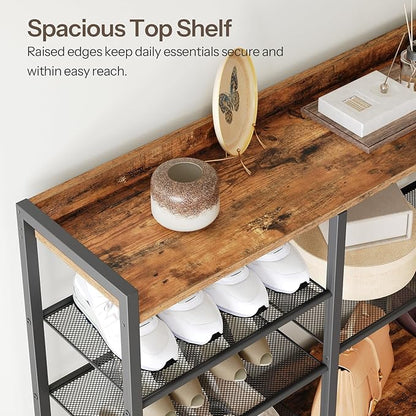 HOOBRO Shoe Rack, 10-Tier Large Capacity Shoe Storage Organizer with Metal Shelves, 63" H Shoe Shelf for Front Door Entrance, Closet, Holds 50-52 Pairs of Shoes, Rustic Brown