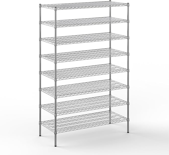 21" Deep x 48" Wide x 74" Height Wire Shelving Kit | 8-Tier | NSF Commercial Storage Rack Unit